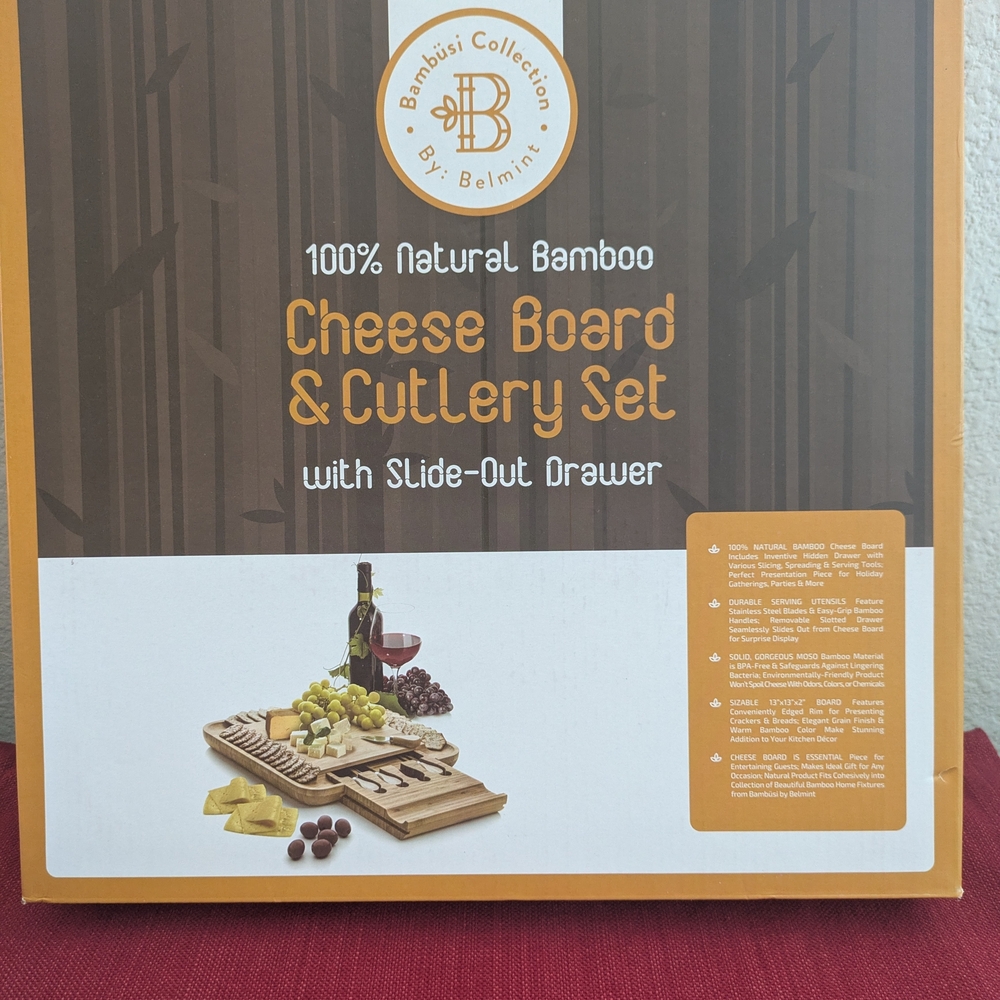 Bamboo Cheese Board & Cutlery Set - Natural Brown - BRAND NEW! 🧀